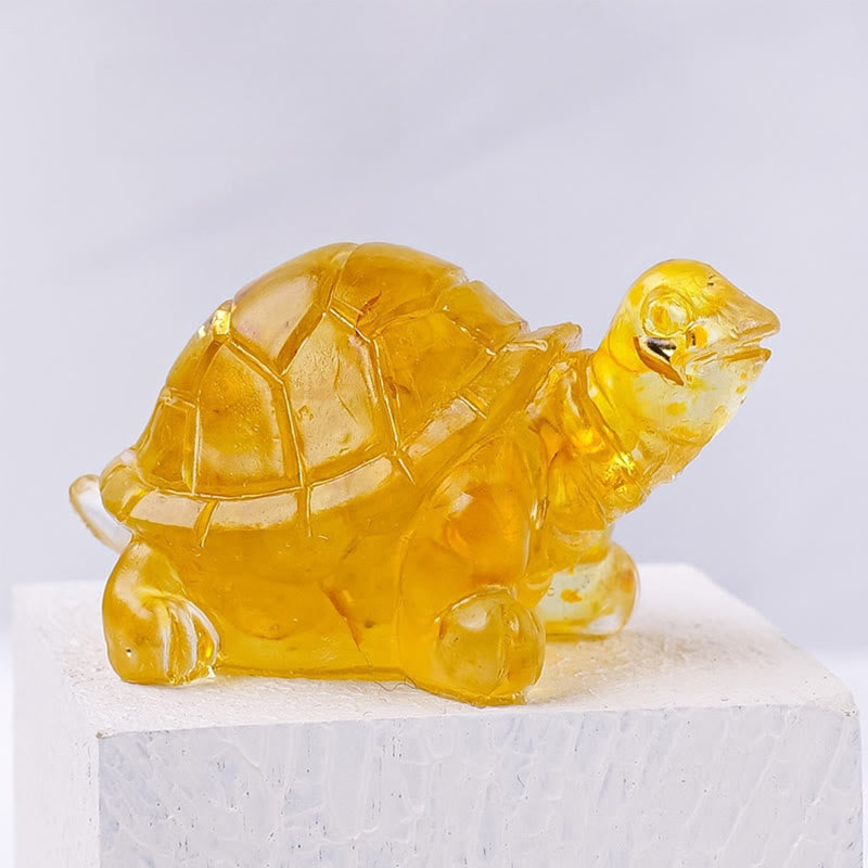 Buddha Stones ドリップ樹脂加工 天然水晶砂利使用 小亀のインテリア装飾像 - シトリン - image 19