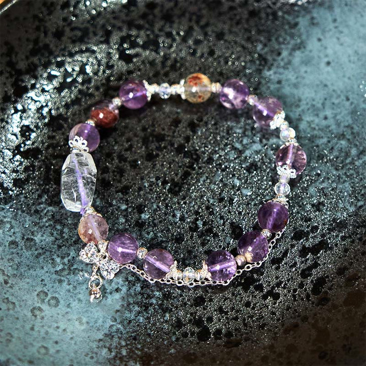 Buddha Stones天然紫ファントムボウウィズダムブレスレット