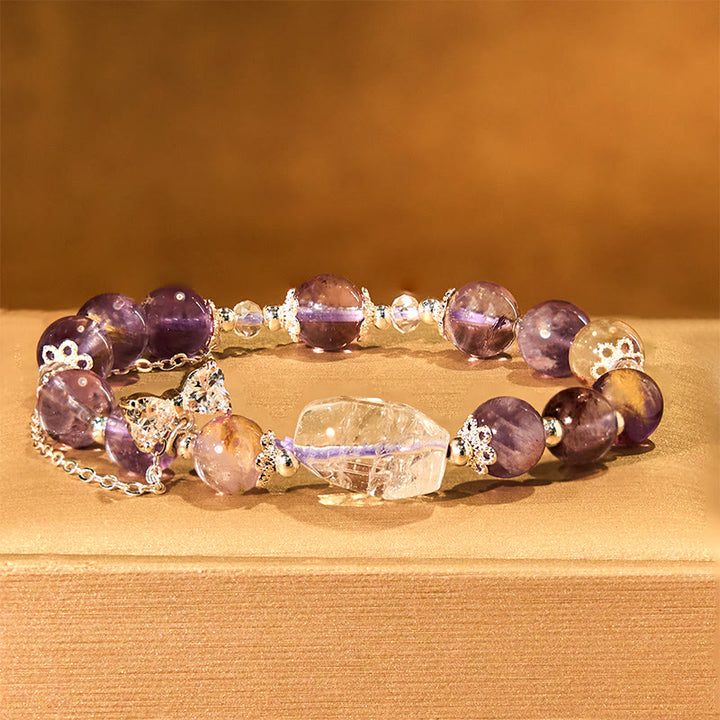 Buddha Stones天然紫ファントムボウウィズダムブレスレット