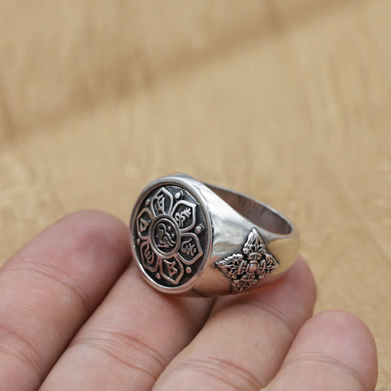 Buddha Stonesチベットオーム・マニ・パドメ・フムヴァジュラ柄 銅製 フォーカス 回転リング