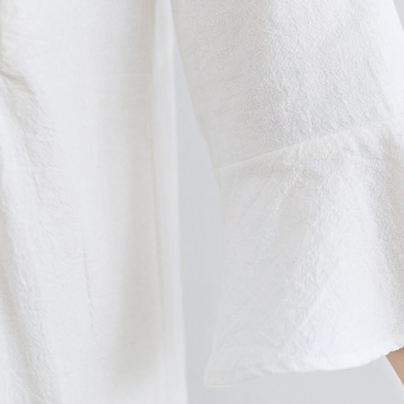 Buddha Stonesゆったり 無地 エスニック 刺繍 花柄 七分袖 コットン リネン マキシワンピース - image 7