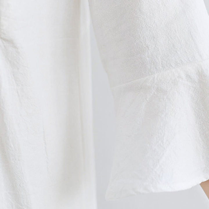 Buddha Stonesゆったり 無地 エスニック 刺繍 花柄 七分袖 コットン リネン マキシワンピース - image 7