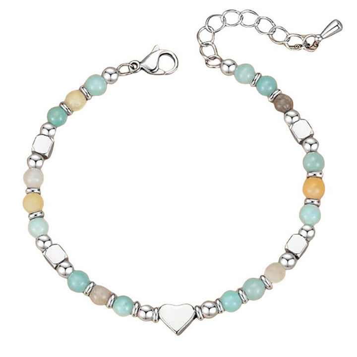 Buddha Stones天然石 アマゾナイト アメジスト ラズライト ラピスラズリ ローズクォーツ ハート ポジティブバランス ブレスレット - image 4