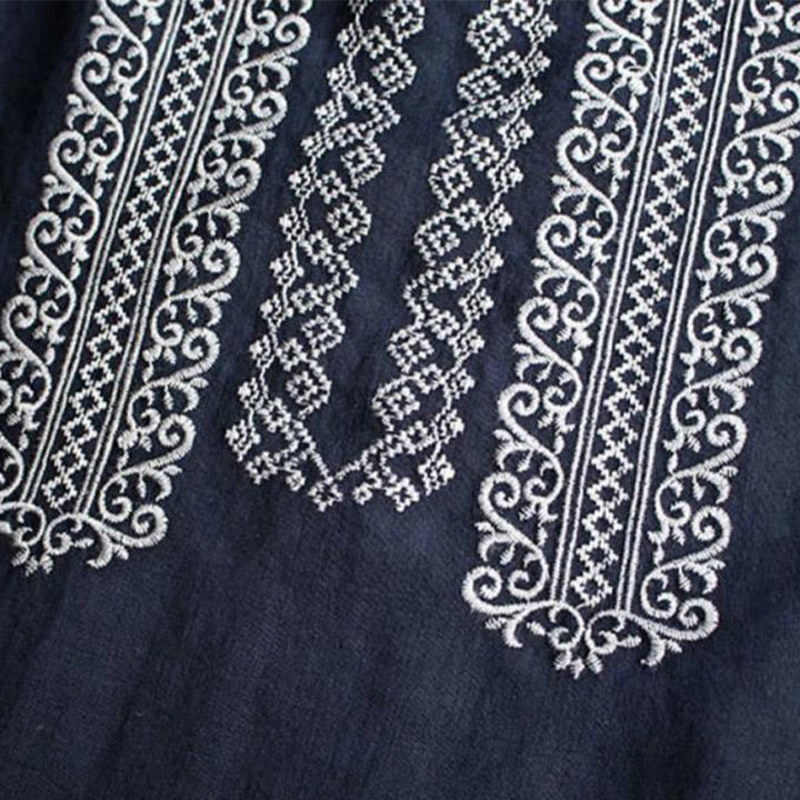 Buddha Stonesエスニック刺繍ボヘミアン柄長袖クルーネックレディースシャツ - image 10