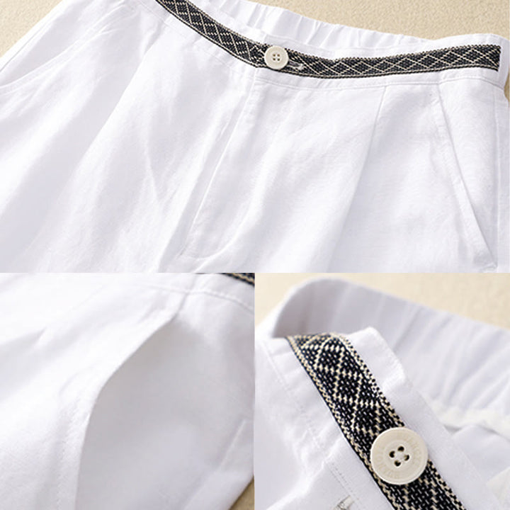 Buddha Stones夏 無地 7-8丈 コットンリネン レディース ワイドレッグパンツ ポケット付き ジッパー付き - image 18