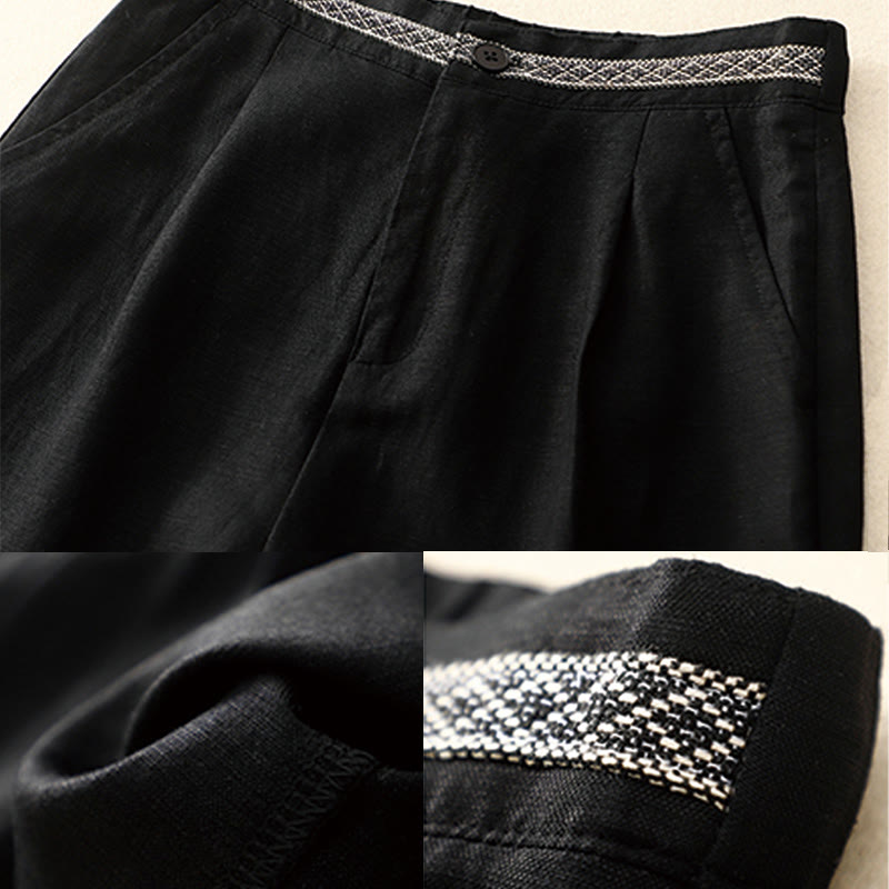 Buddha Stones夏 無地 7-8丈 コットンリネン レディース ワイドレッグパンツ ポケット付き ジッパー付き - image 22