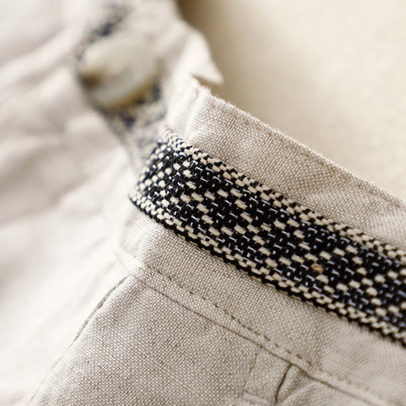 Buddha Stones夏 無地 7-8丈 コットンリネン レディース ワイドレッグパンツ ポケット付き ジッパー付き - image 7