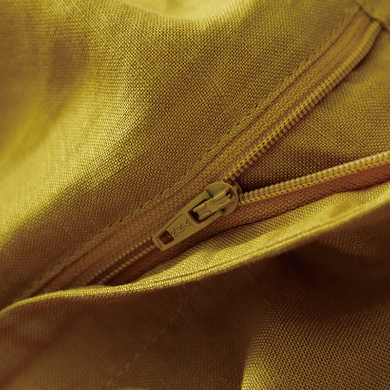 Buddha Stones夏 無地 7-8丈 コットンリネン レディース ワイドレッグパンツ ポケット付き ジッパー付き - image 1