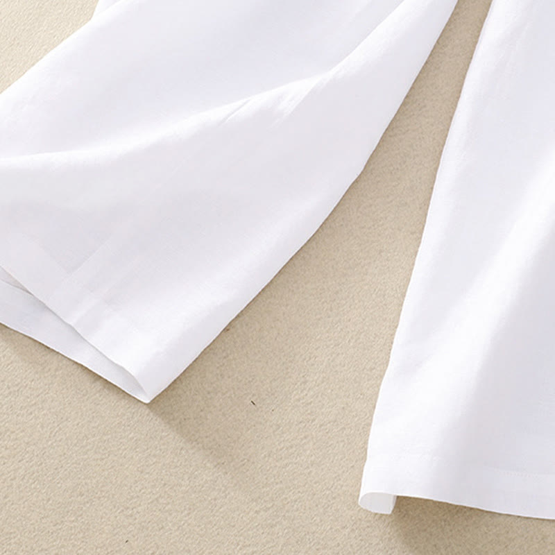 Buddha Stones夏 無地 7-8丈 コットンリネン レディース ワイドレッグパンツ ポケット付き ジッパー付き - image 17