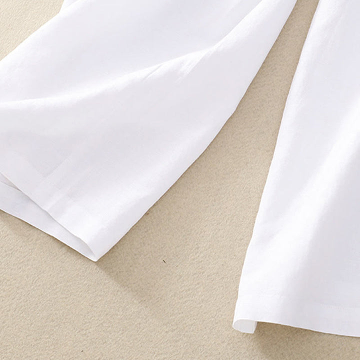 Buddha Stones夏 無地 7-8丈 コットンリネン レディース ワイドレッグパンツ ポケット付き ジッパー付き - image 17