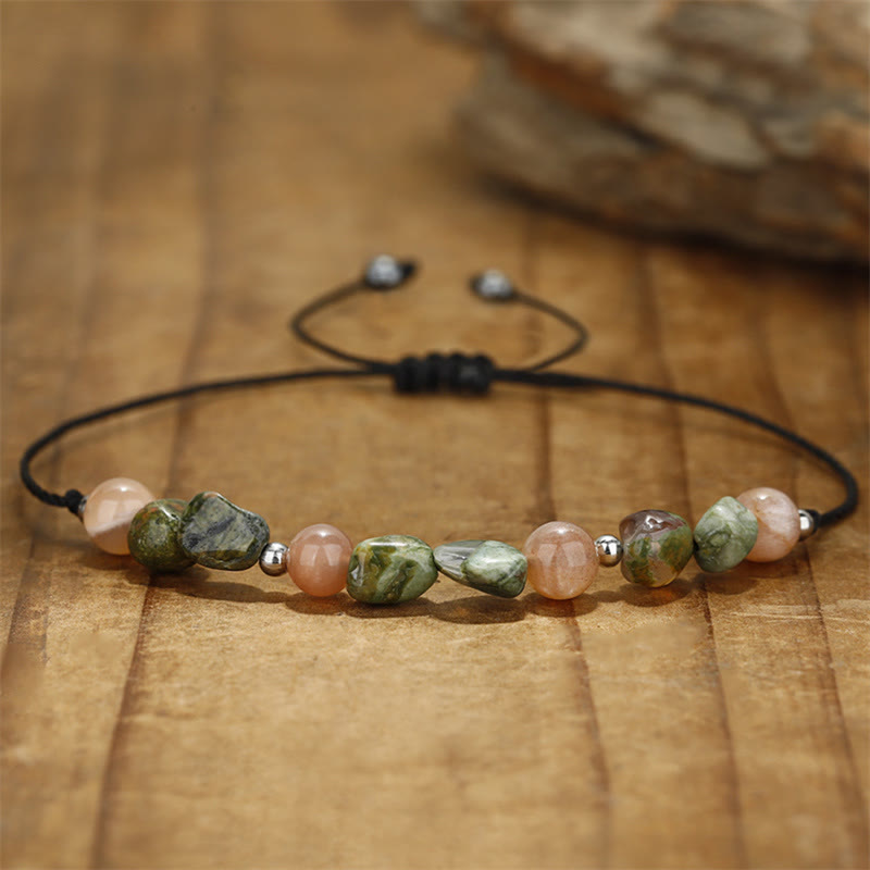 Buddha Stonesあなたは素晴らしい 流紋岩の太陽石 ポジティブブレスレット