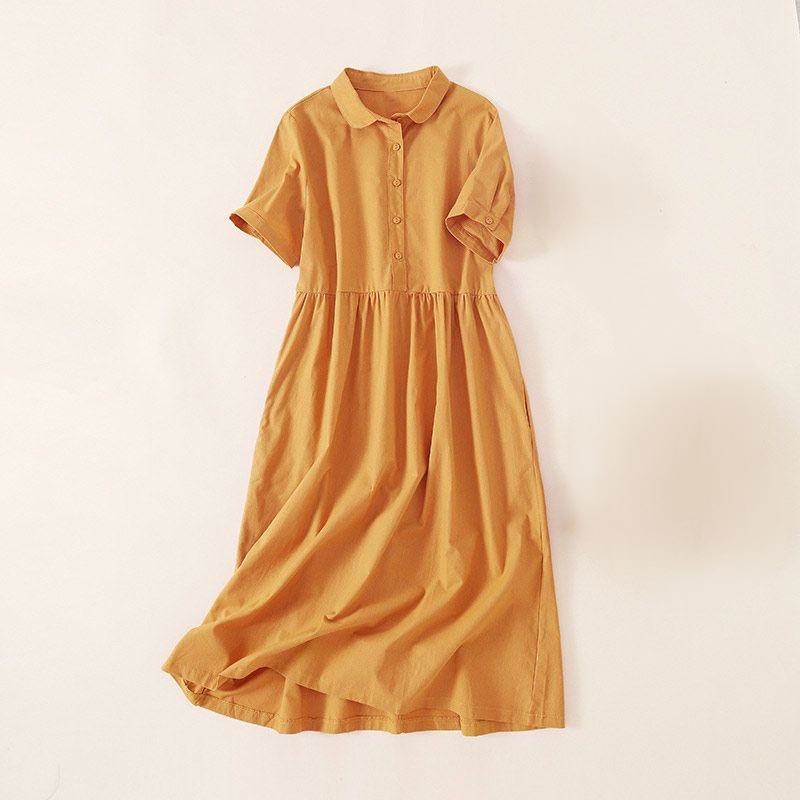 Buddha Stonesサマーボタンデザイン半袖ミディドレス（ポケット付き） - 黄色 - US12、 UK/AU16、 EU44 (3XL) - image 18
