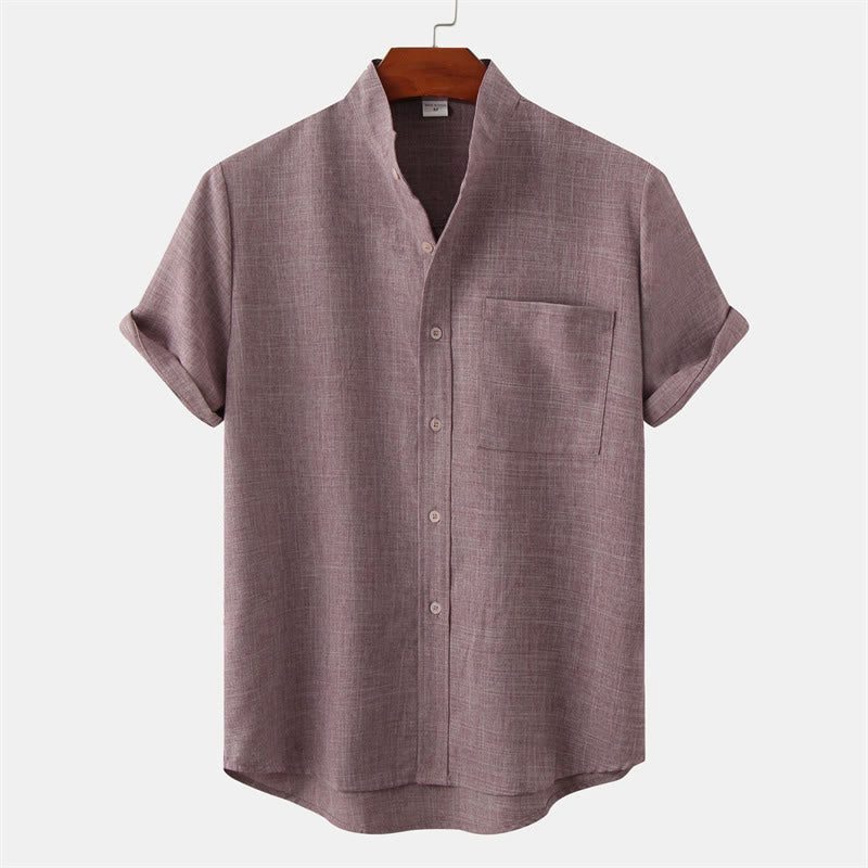 Buddha Stones夏 メンズ ボタン プレーン 半袖 コットンシャツ ポケット付き - タン - US/UK/AU42、 EU52 (3XL) - image 14