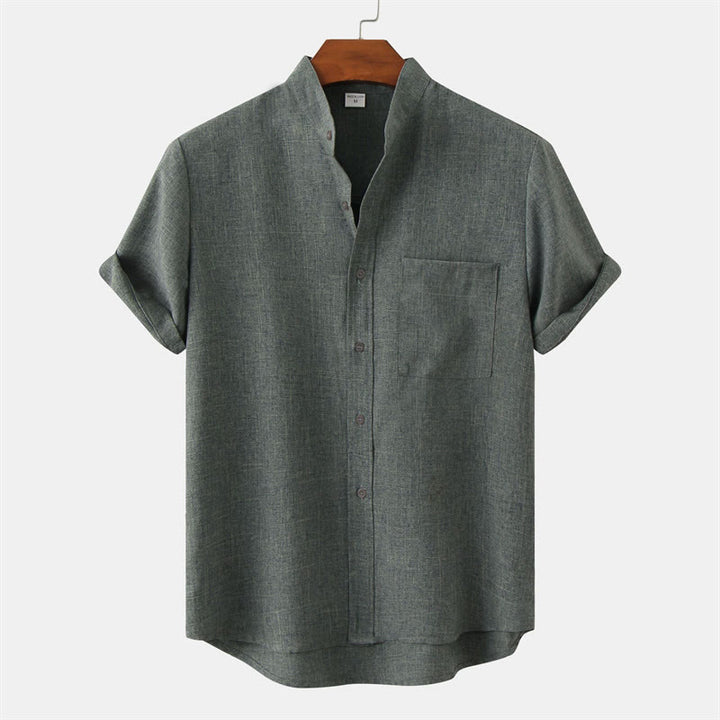 Buddha Stones夏 メンズ ボタン プレーン 半袖 コットンシャツ ポケット付き - ミディアムアクアマリン - US/UK/AU42、 EU52 (3XL) - image 28