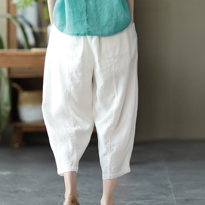 Buddha Stones夏 カジュアル スプライシング 無地デザイン レディース ハーレムパンツ ポケット付き - image 14