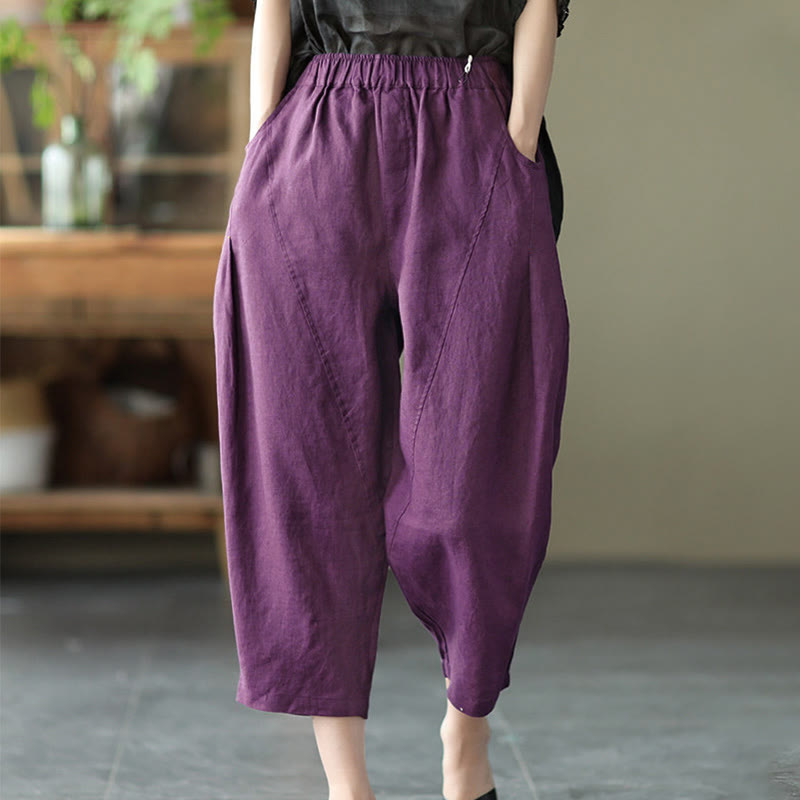 Buddha Stones夏 カジュアル スプライシング 無地デザイン レディース ハーレムパンツ ポケット付き - image 21
