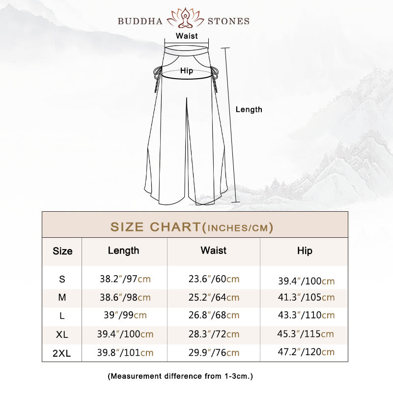 Buddha Stones無地 ゆったり コットン リネン ワイドレッグ パンツ ヨガ クラシックダンス用 - image 3