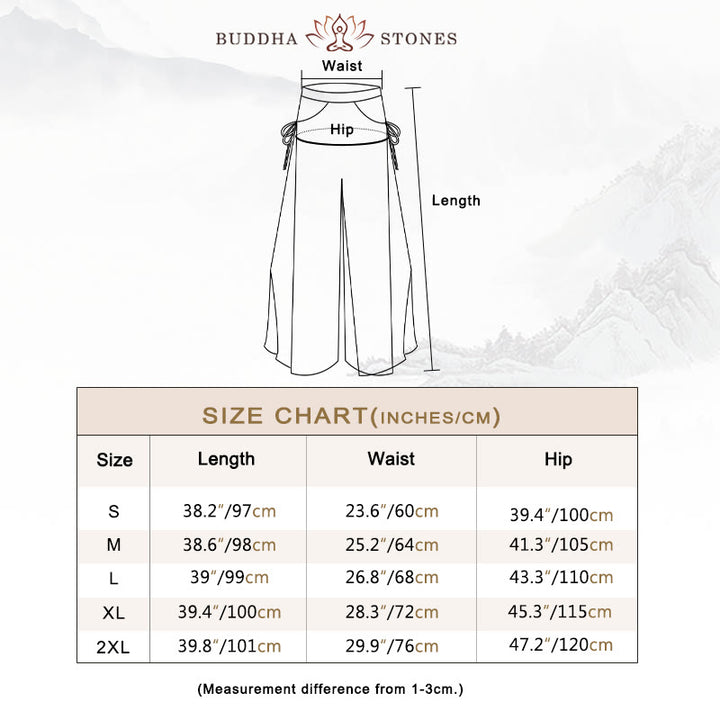 Buddha Stones無地 ゆったり コットン リネン ワイドレッグ パンツ ヨガ クラシックダンス用 - image 3