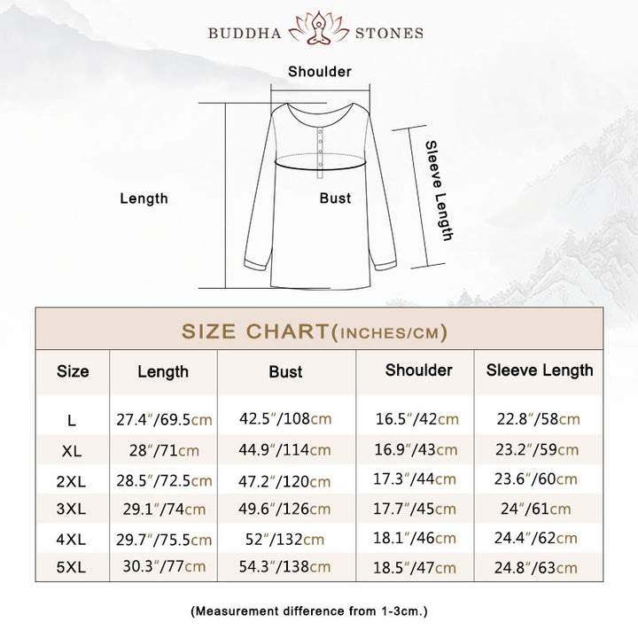 Buddha Stonesラウンドネック カジュアル プリーツ 長袖シャツ コットンリネン レディース シャツ - image 4