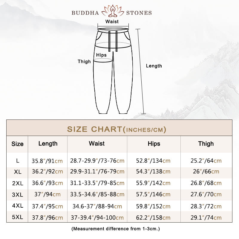 Buddha Stones無地 レッド ドローストリング リネン メンズ パンツ ポケット付き - image 3