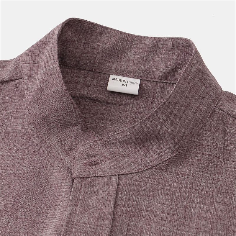 Buddha Stones夏 メンズ ボタン プレーン 半袖 コットンシャツ ポケット付き - image 16