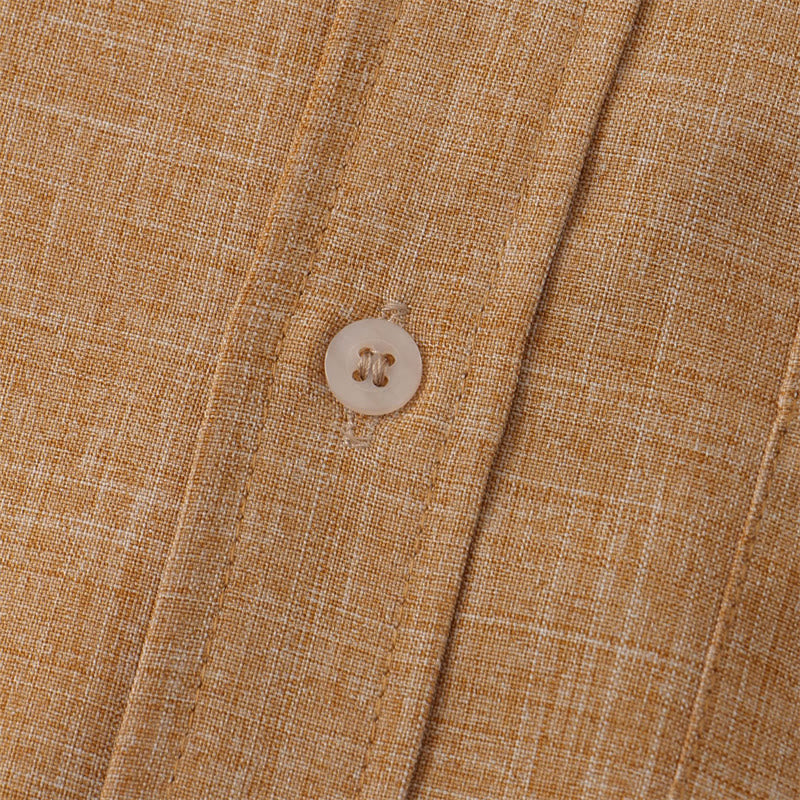 Buddha Stones夏 メンズ ボタン プレーン 半袖 コットンシャツ ポケット付き - image 25