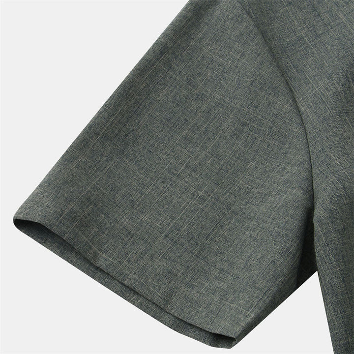 Buddha Stones夏 メンズ ボタン プレーン 半袖 コットンシャツ ポケット付き - image 31