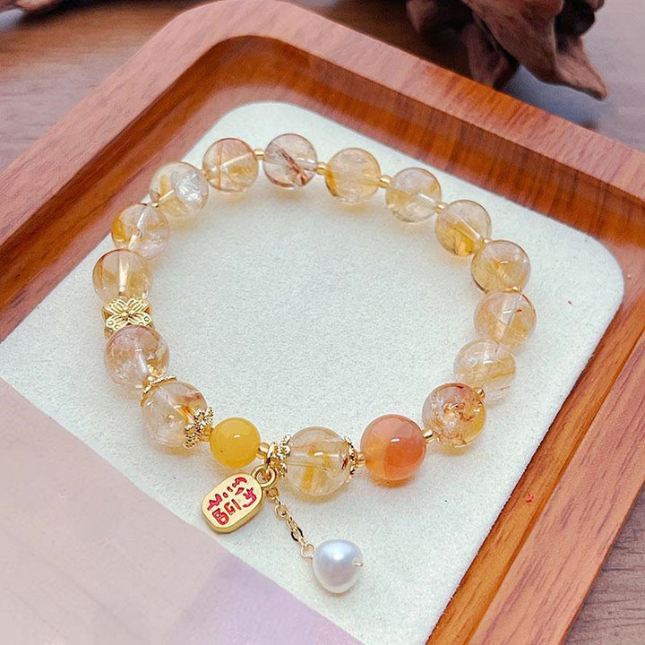 Buddha Stones天然シトリンビーズ ナフプレジャーブレスレット
