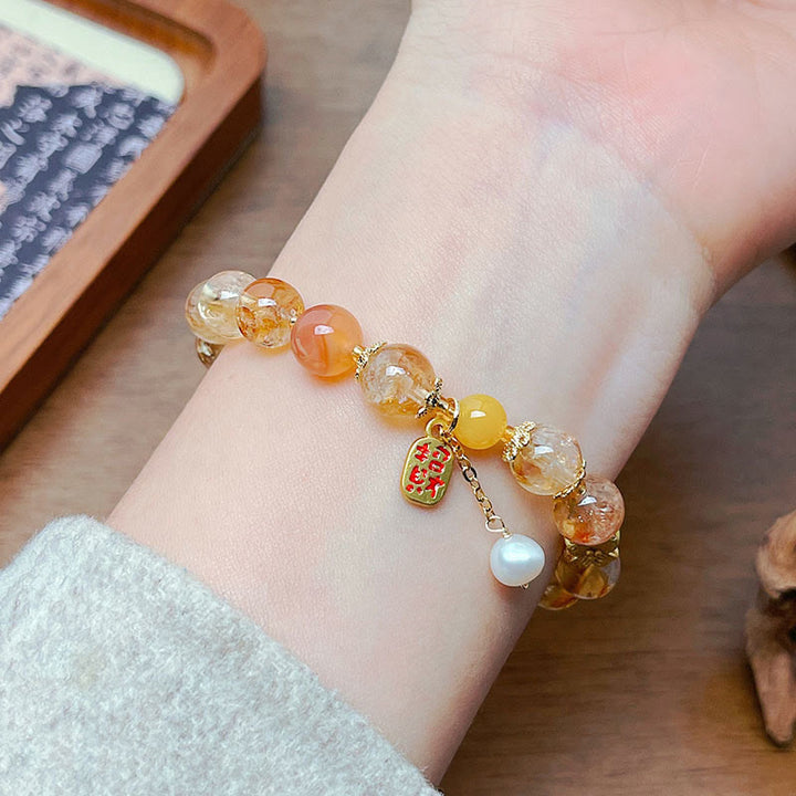 Buddha Stones天然シトリンビーズ ナフプレジャーブレスレット