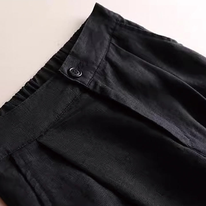 Buddha Stones通勤用 無地 ドローストリング 7-8丈 コットンリネン レディース ワイドレッグパンツ ポケット付き - image 12