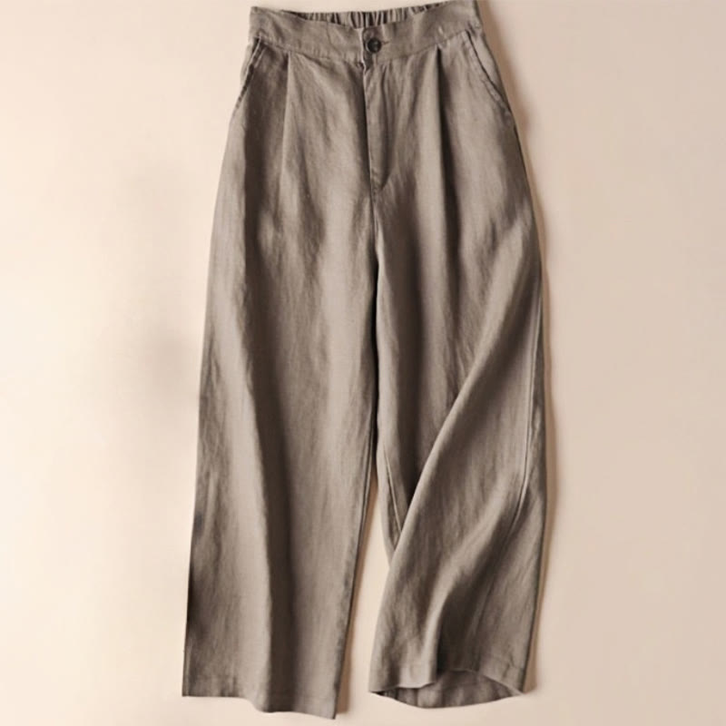 Buddha Stones通勤用無地7-8丈レディースワイドレッグパンツ（ポケット付き） - タン - US12、 UK/AU16、 EU44 (3XL) - image 16
