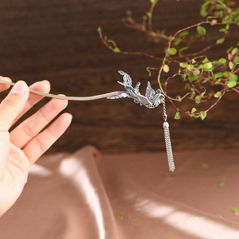 Buddha Stones925スターリングシルバー フェニックスタッセル プロテクションヘアピン - image 4