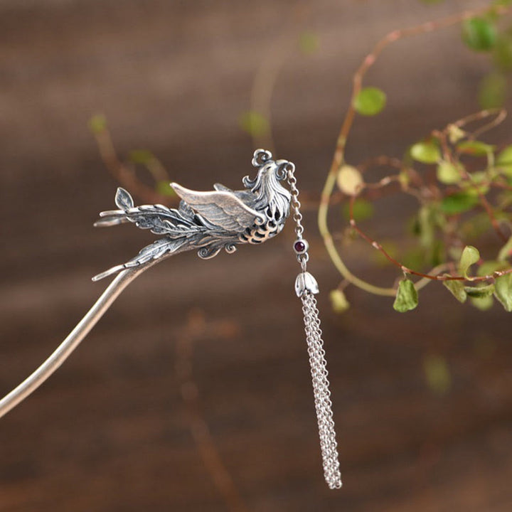 Buddha Stones925スターリングシルバー フェニックスタッセル プロテクションヘアピン - image 8