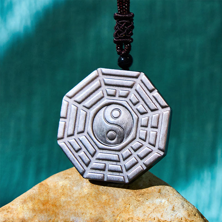 Buddha Stonesシルバー シーン オブシディアン 八卦 陰陽 シンボル 守護 ネックレス ペンダント - image 5
