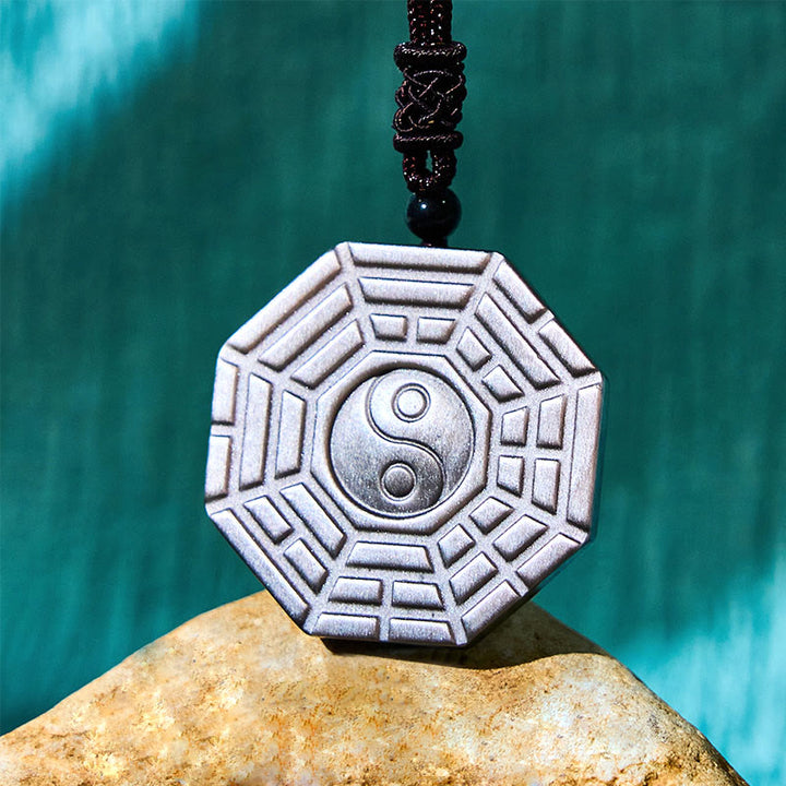 Buddha Stonesシルバー シーン オブシディアン 八卦 陰陽 シンボル 守護 ネックレス ペンダント - image 13