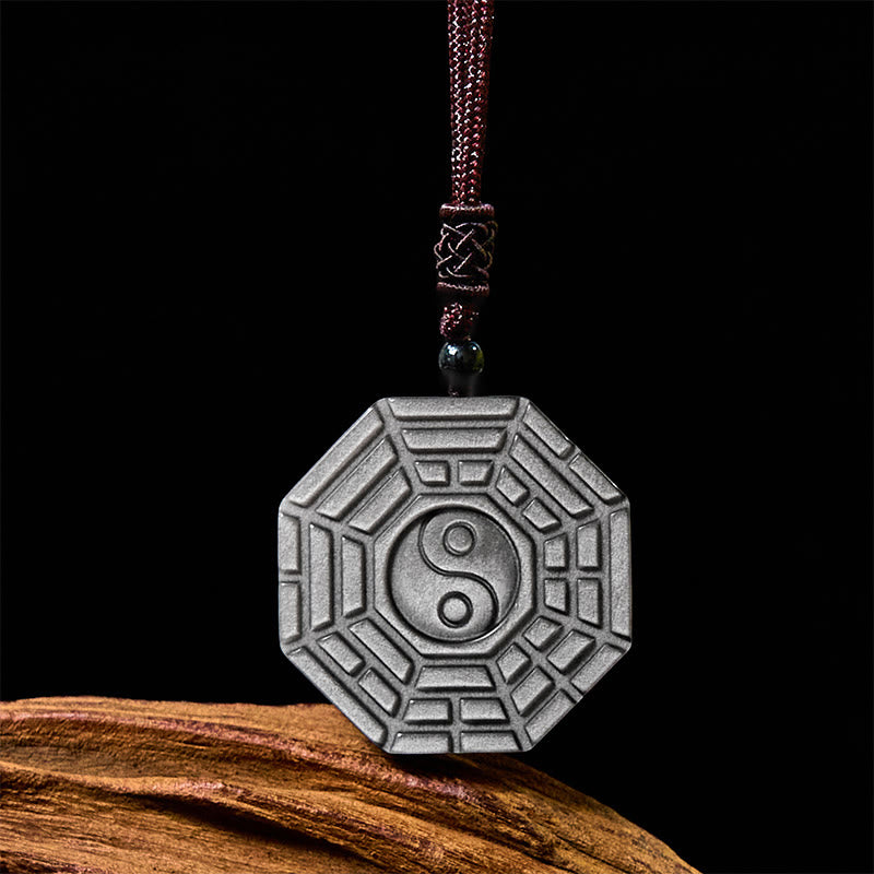 Buddha Stonesシルバー シーン オブシディアン 八卦 陰陽 シンボル 守護 ネックレス ペンダント - image 2