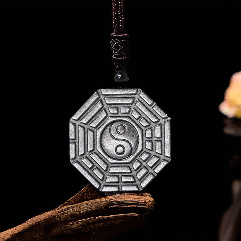 Buddha Stonesシルバー シーン オブシディアン 八卦 陰陽 シンボル 守護 ネックレス ペンダント - image 3