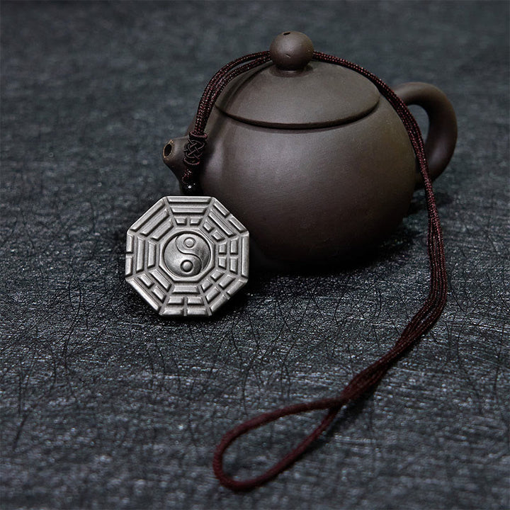 Buddha Stonesシルバー シーン オブシディアン 八卦 陰陽 シンボル 守護 ネックレス ペンダント - image 4