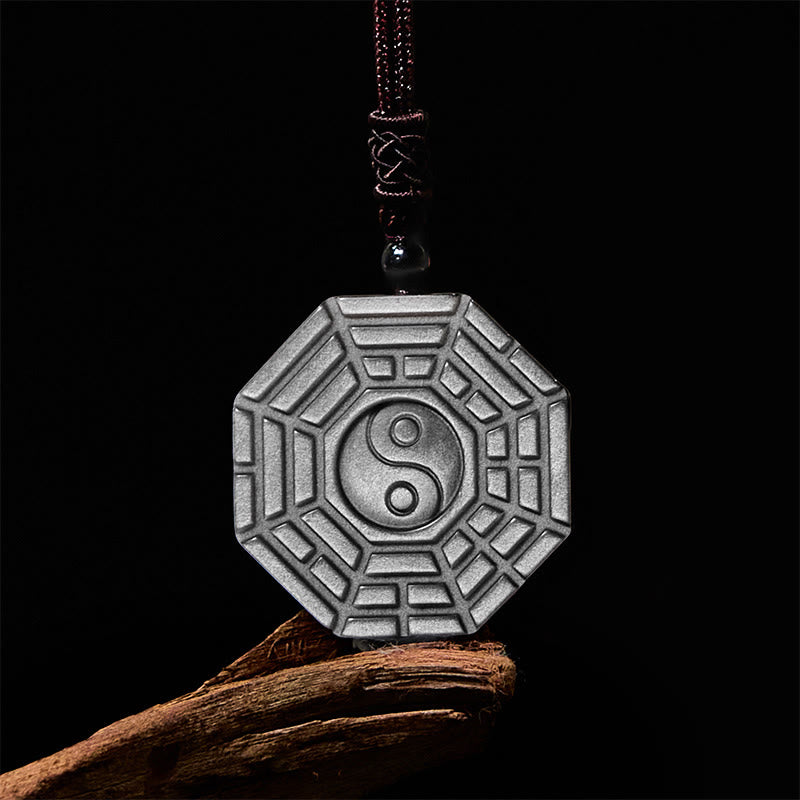 Buddha Stonesシルバー シーン オブシディアン 八卦 陰陽 シンボル 守護 ネックレス ペンダント - image 16
