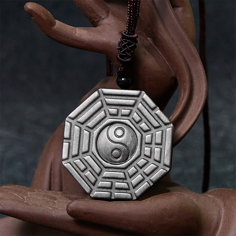 Buddha Stonesシルバー シーン オブシディアン 八卦 陰陽 シンボル 守護 ネックレス ペンダント - image 14