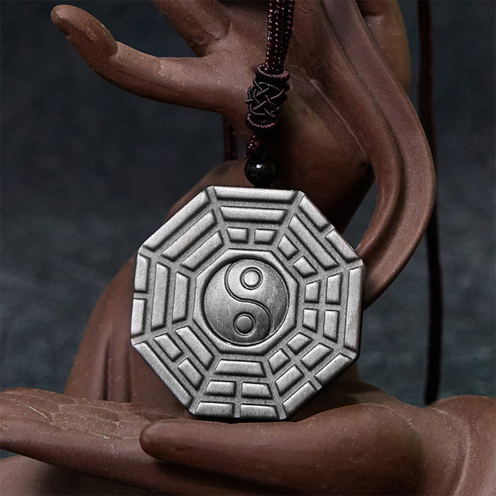 Buddha Stonesシルバー シーン オブシディアン 八卦 陰陽 シンボル 守護 ネックレス ペンダント - image 14
