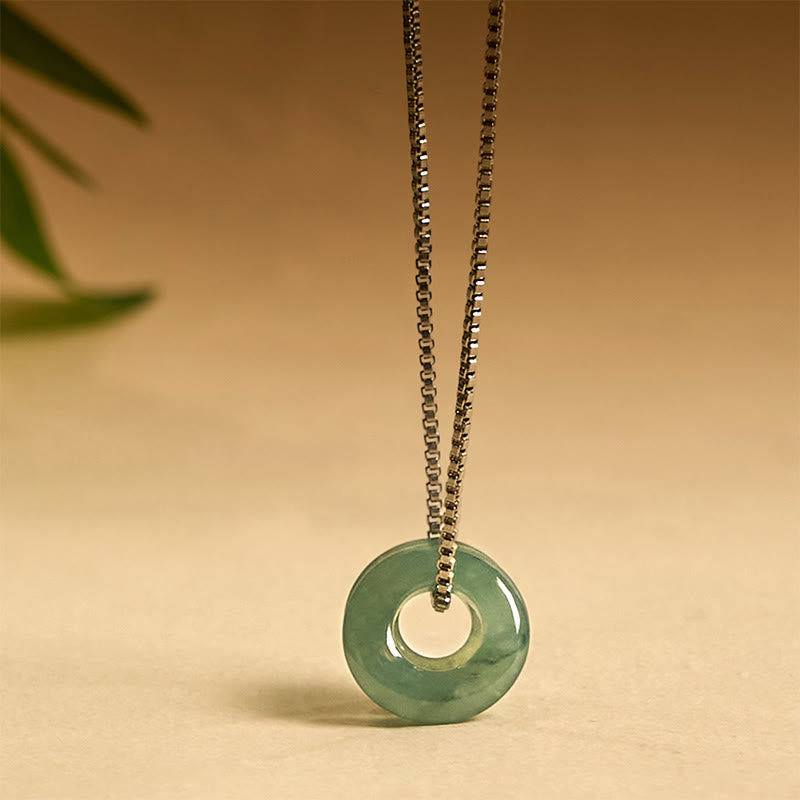 Buddha Stones翡翠ダブルピースバックル繁栄ネックレスペンダント