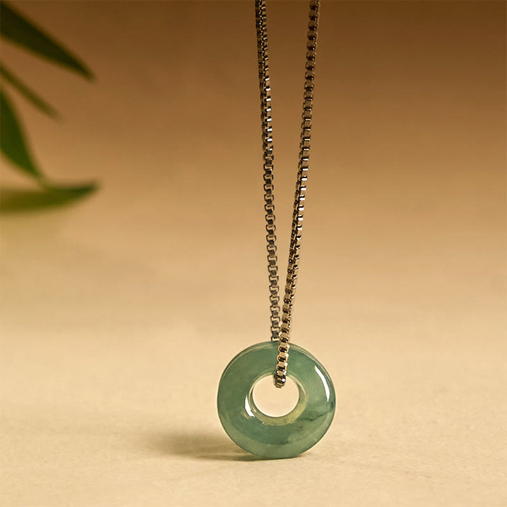 Buddha Stones翡翠ダブルピースバックル繁栄ネックレスペンダント