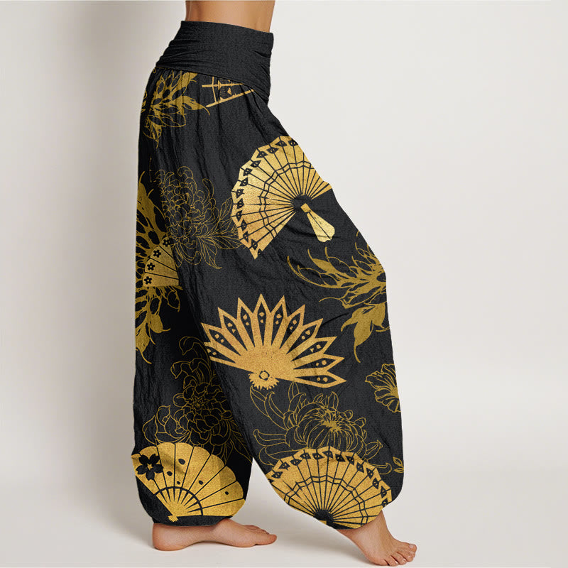 Buddha Stones花柄レディース伸縮性ウエストハーレムパンツ - image 3