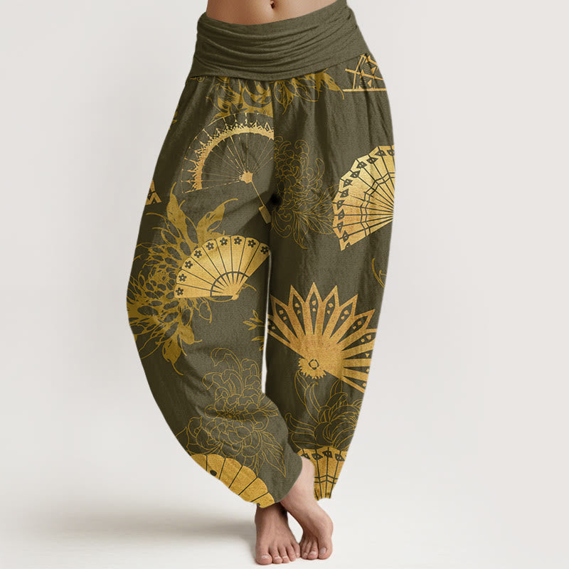Buddha Stones花柄レディース伸縮性ウエストハーレムパンツ - オリーブ - US22、 UK/AU26、 EU54 (6XL) - image 5