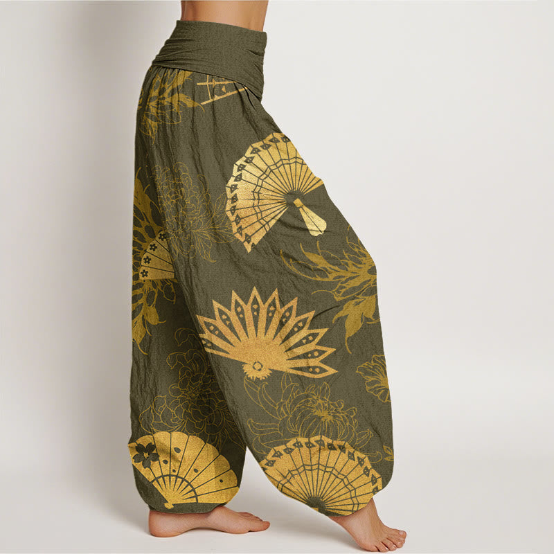 Buddha Stones花柄レディース伸縮性ウエストハーレムパンツ - image 7