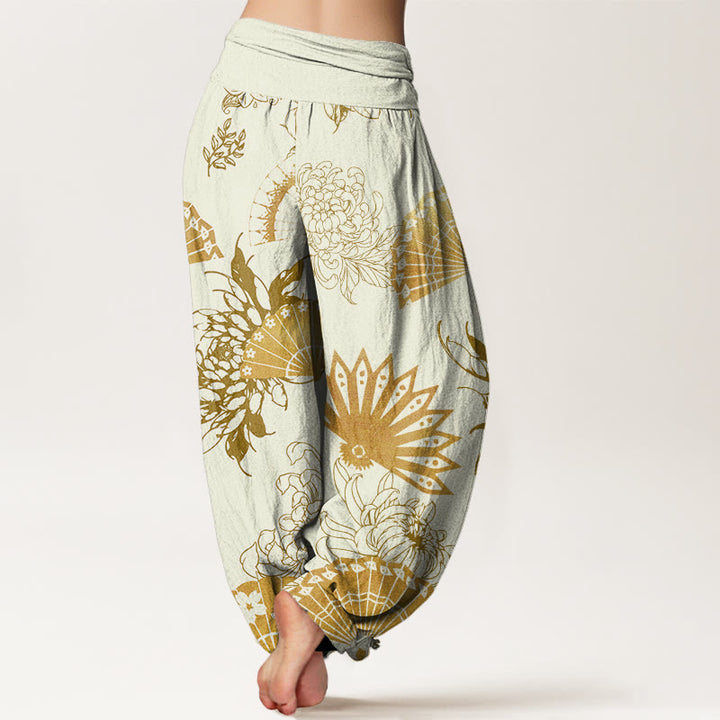 Buddha Stones花柄レディース伸縮性ウエストハーレムパンツ - image 9