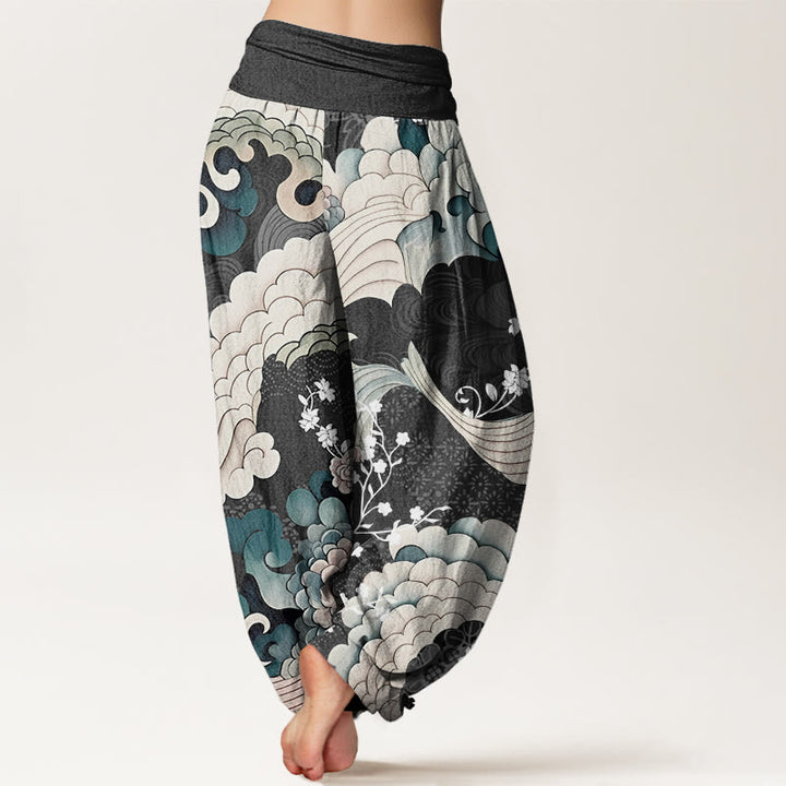 Buddha Stonesフラワーウェーブ柄レディース伸縮性ウエストハーレムパンツ - image 6