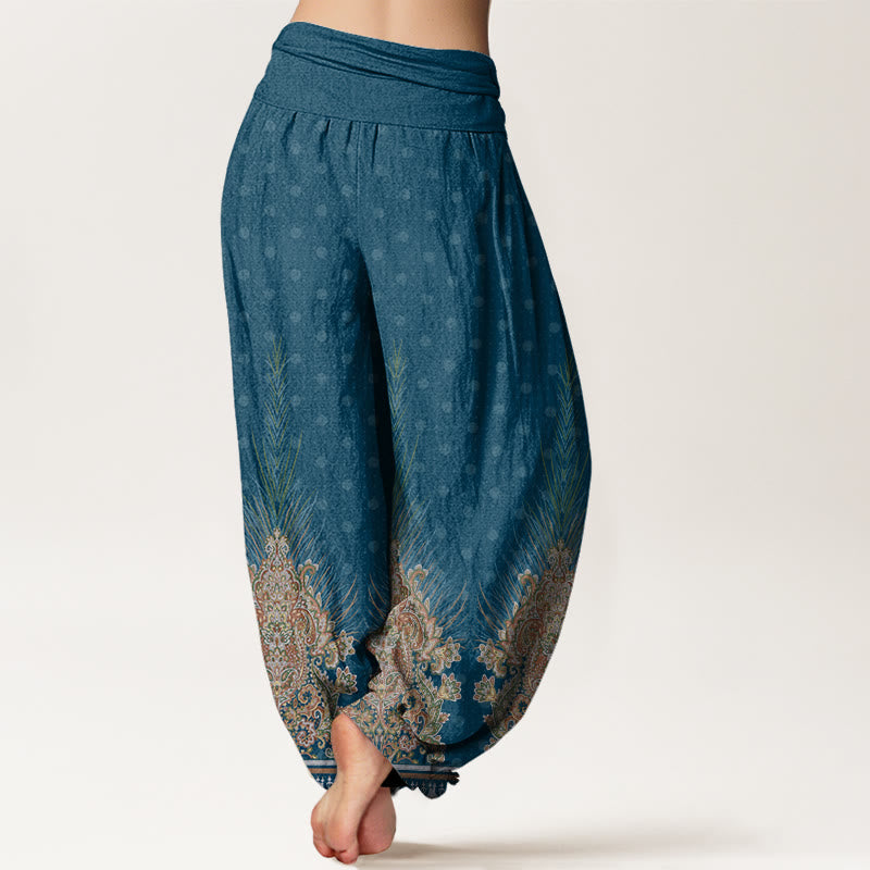 Buddha Stonesエスニック ピーコック 花柄 レディース 伸縮性ウエスト ハーレムパンツ - image 2