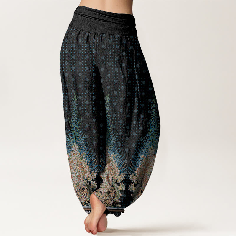 Buddha Stonesコットン エスニック ピーコック 花柄 レディース 伸縮性ウエスト ハーレムパンツ - image 8